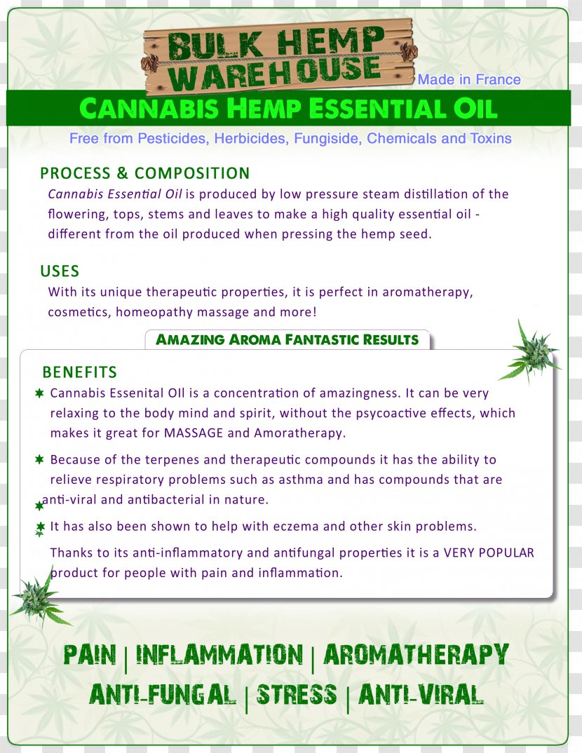 Cannabis Flower Essential Oil Hemp - Poster Transparent PNG
