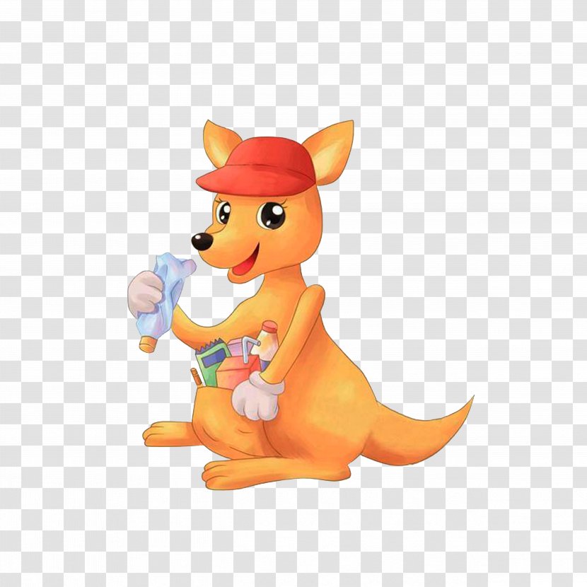 Kangaroo Cartoon - Environmental With Garbage Collection Transparent PNG