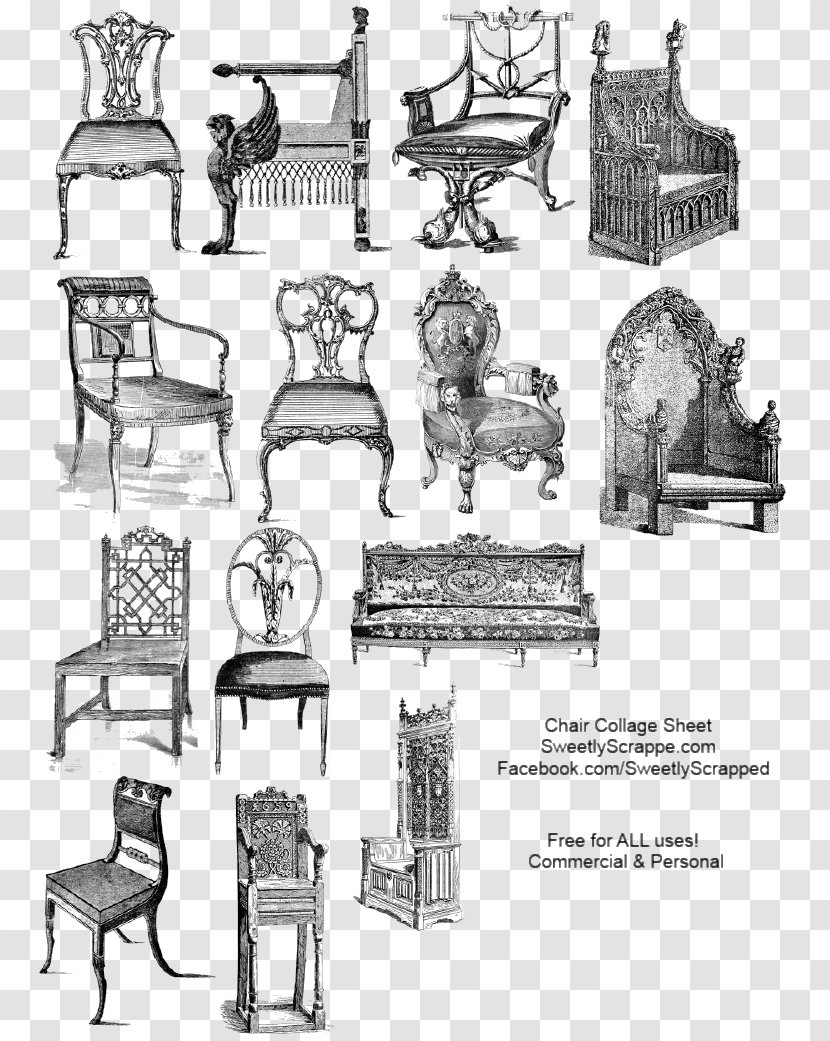 Illustration Collage Sketch Chair Table - Dollhouse Writing Transparent PNG