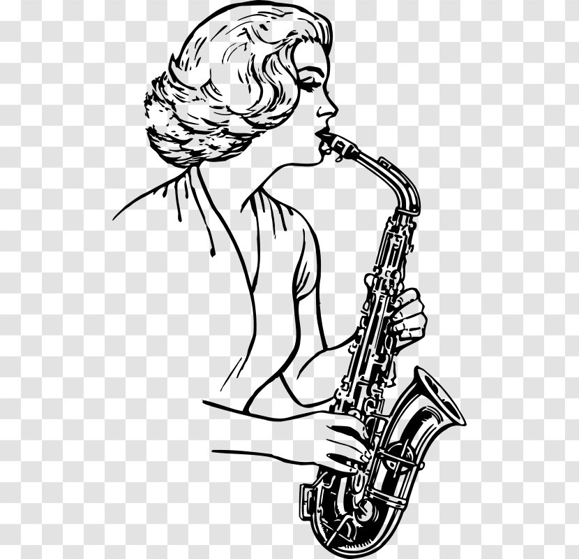Saxophone Drawing Brass Instruments Musical Clip Art - Flower Transparent PNG