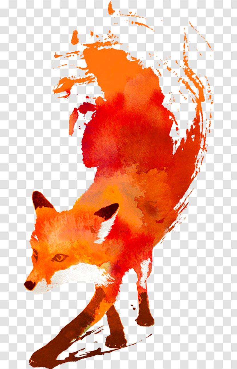 Red Fox Art Watercolor Painting - Carnivoran Transparent PNG