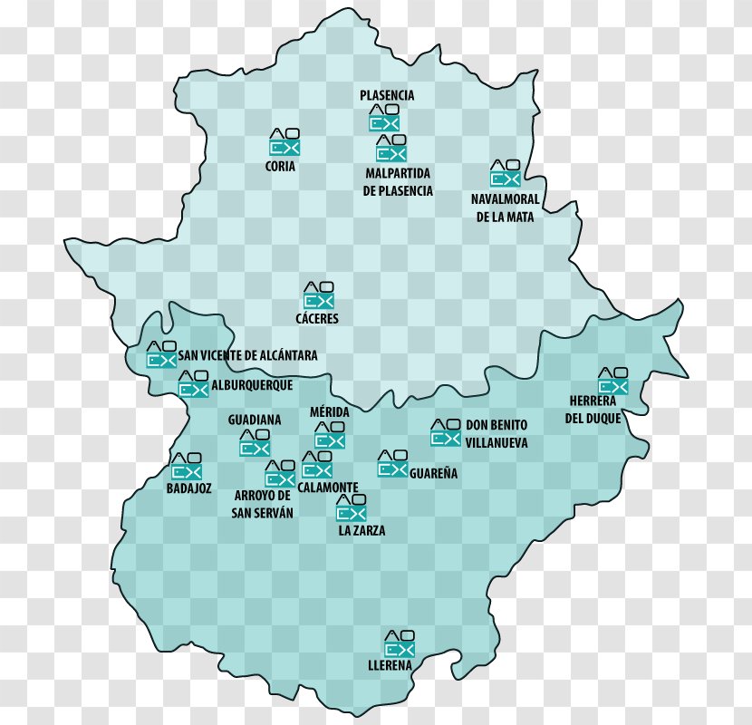 Mérida Alburquerque Don Benito Llerena, Badajoz Guareña - Zafra - Map Transparent PNG