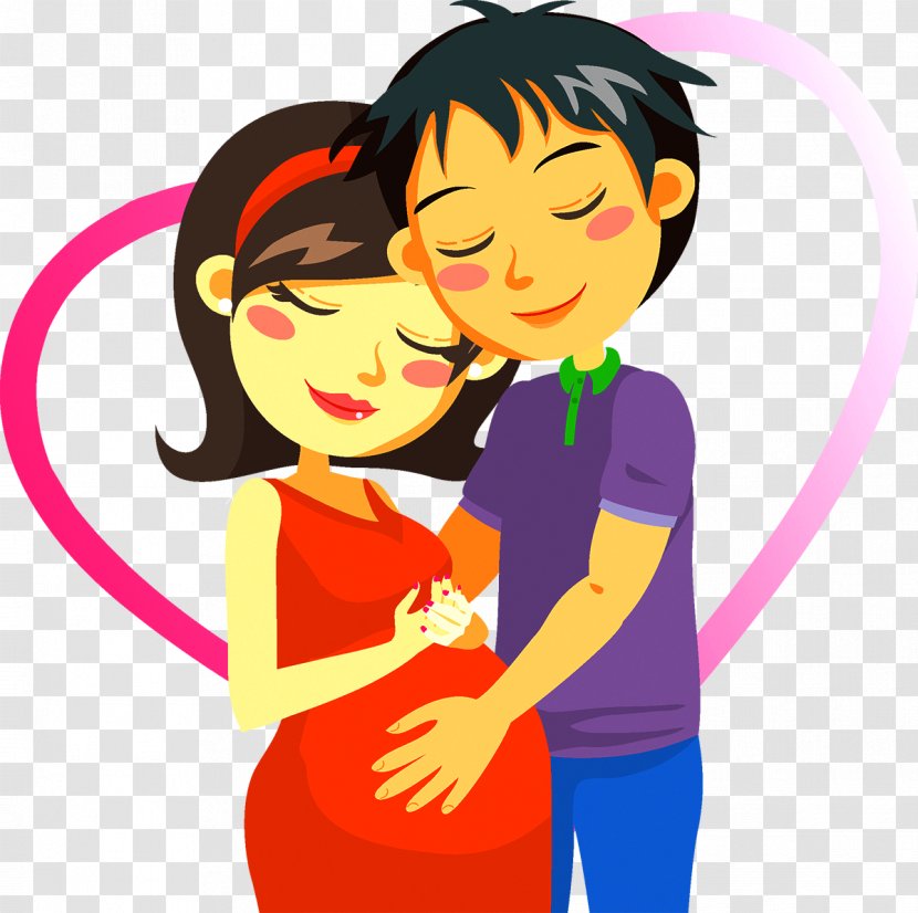 Cartoon Pregnancy Couple Clip Art - Heart - Pregnant Woman Transparent PNG