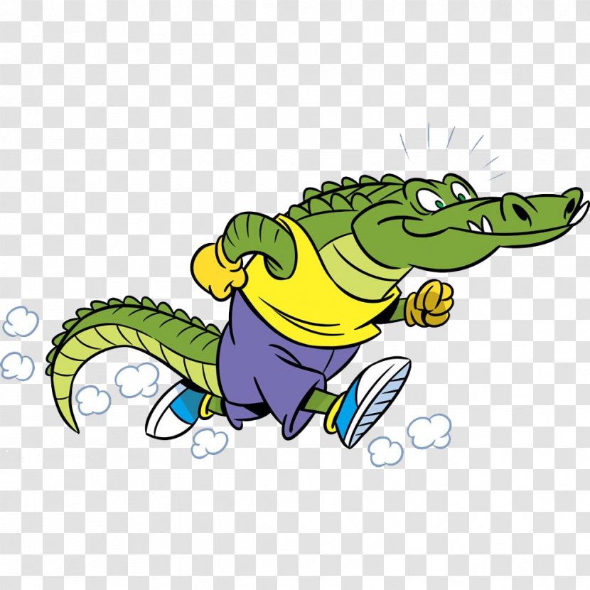 Alligator Running Crocodile Illustration - Fauna - Cute Cartoon Run Green Transparent PNG