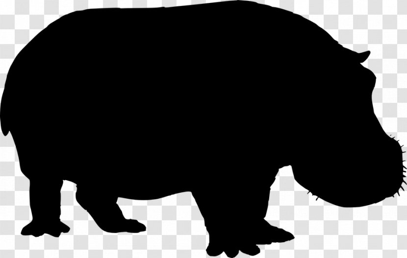 Hippopotamus Rhinoceros Clip Art - Black Transparent PNG