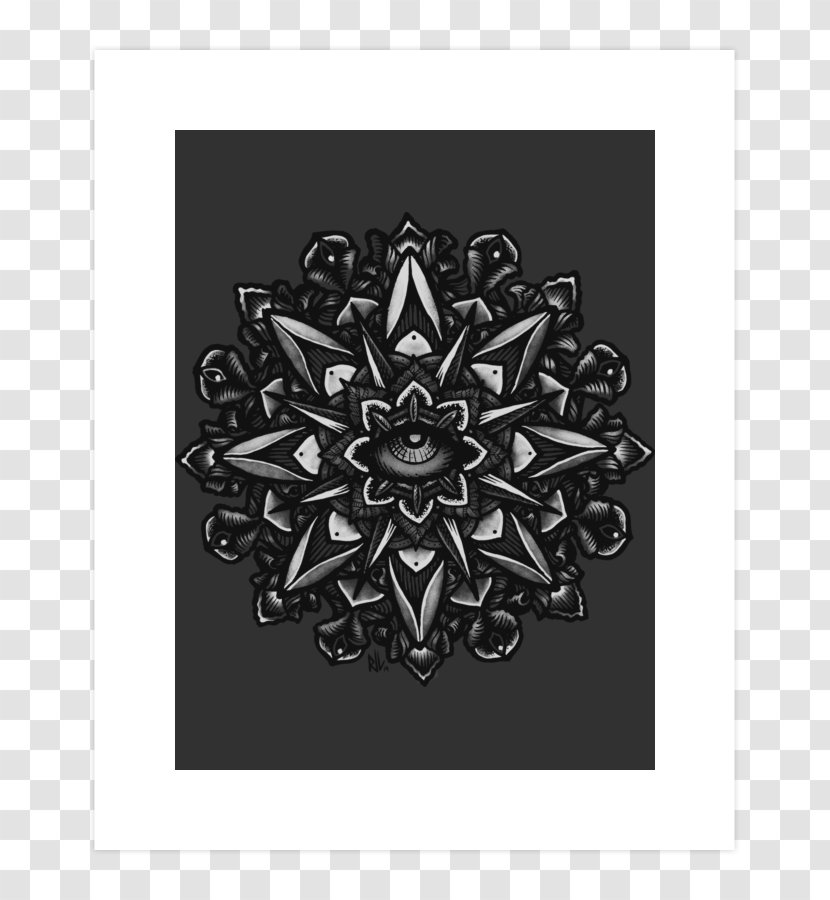 T-shirt Mandala Unisex Top - Black And White Transparent PNG