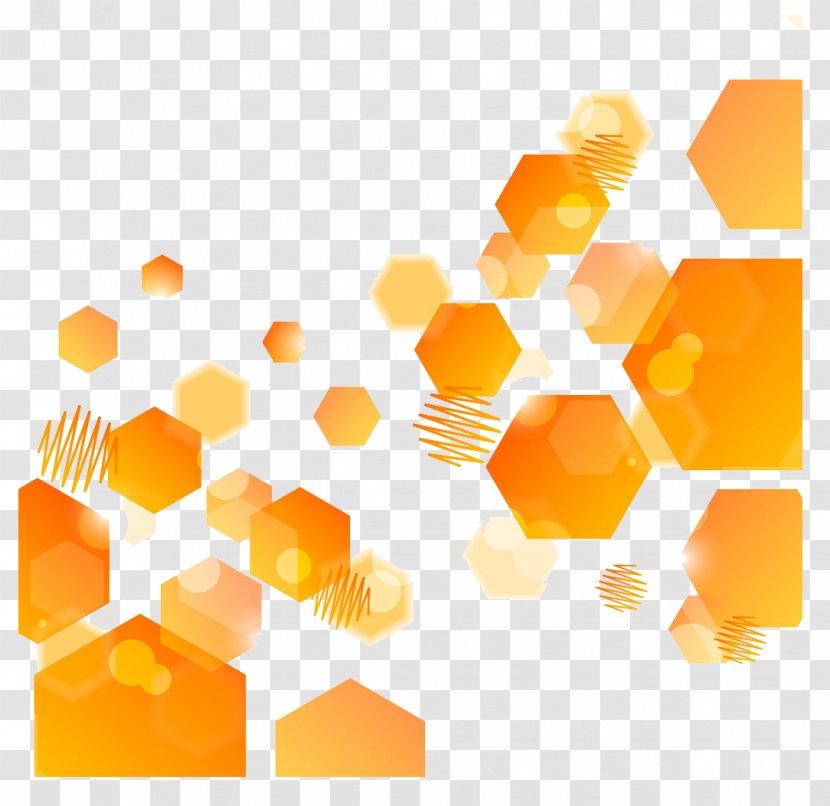 Abstract Art Orange Hexagon - Yellow - Translucent Pattern Transparent Background Material Transparent PNG