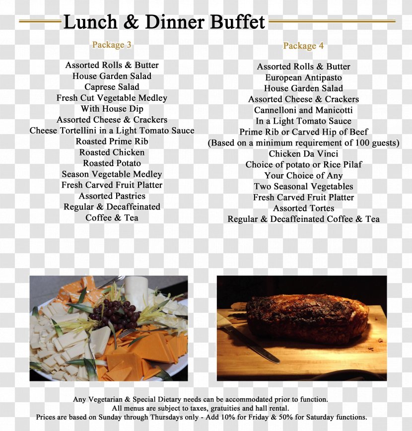 Buffet LIUNA Station Dinner Lunch Recipe - Text - Menu Transparent PNG