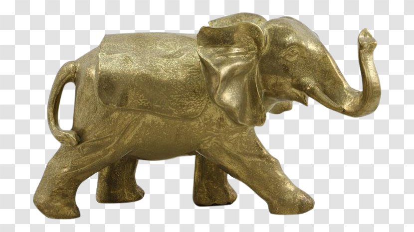 Indian Elephant African Elephantidae Statue Figurine - Gold Transparent PNG