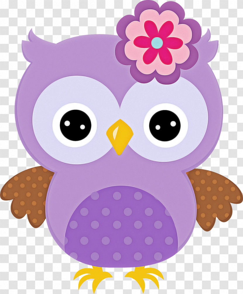 Owl Purple Bird Of Prey Pink Cartoon Transparent PNG