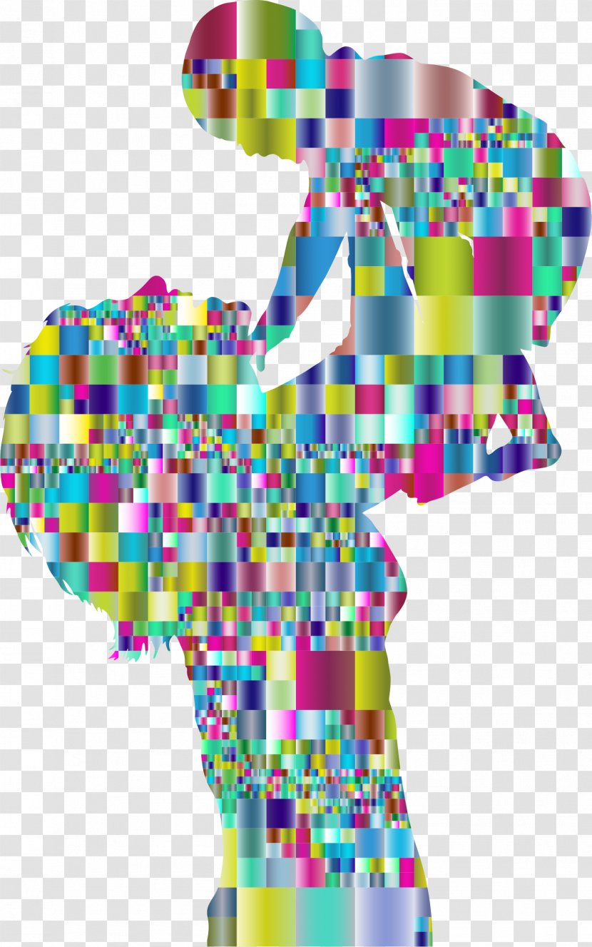 Child Mosaic Silhouette Clip Art - Family - Mom And Baby Transparent PNG