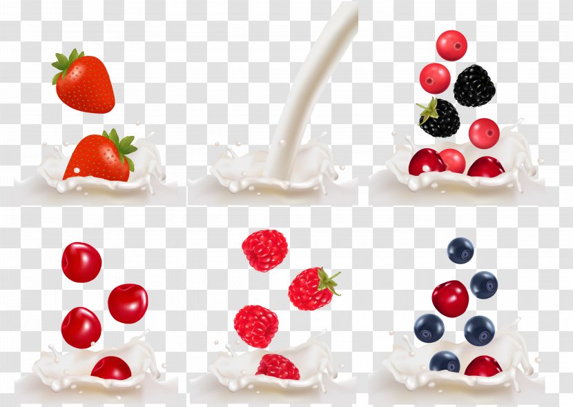 Juice Milk Fruit Cherry - Strawberry Transparent PNG