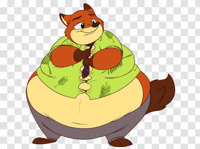 Nick Wilde Adipose Tissue Fox Weight Gain Abdominal Obesity - Cartoon - Gabriella Transparent PNG