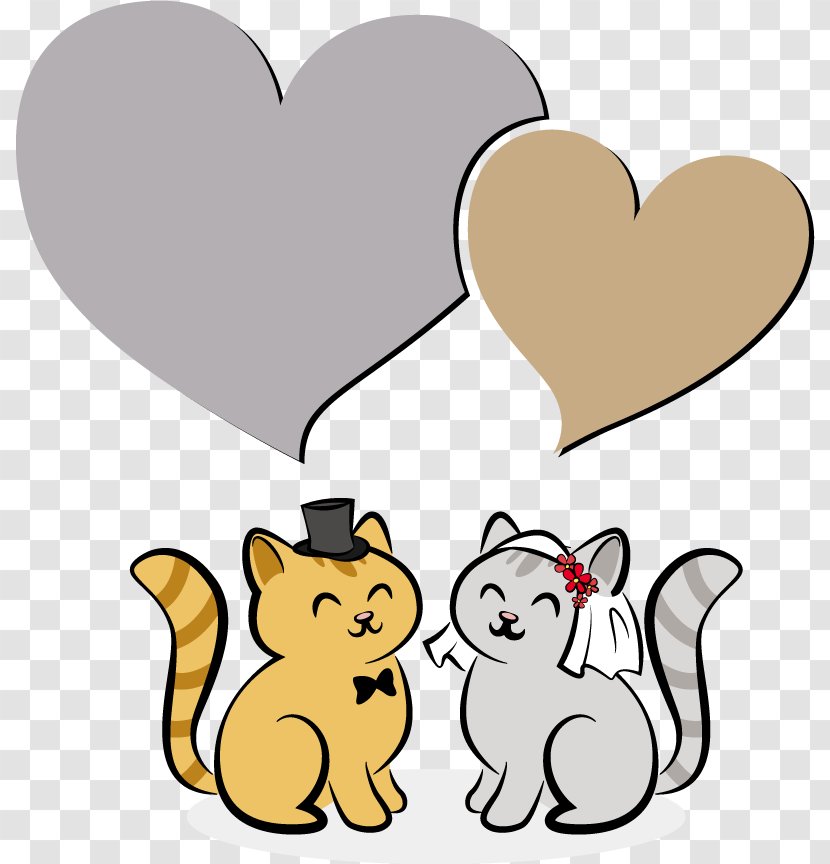 Cat Wedding Marriage Clip Art - Frame - Vector Love Cats Transparent PNG