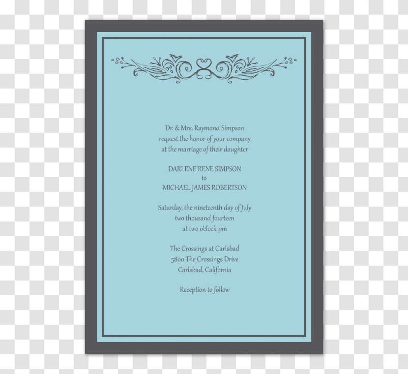 Wedding Invitation Picture Frames Convite Font - BLUE WEDDING INVITATION Transparent PNG