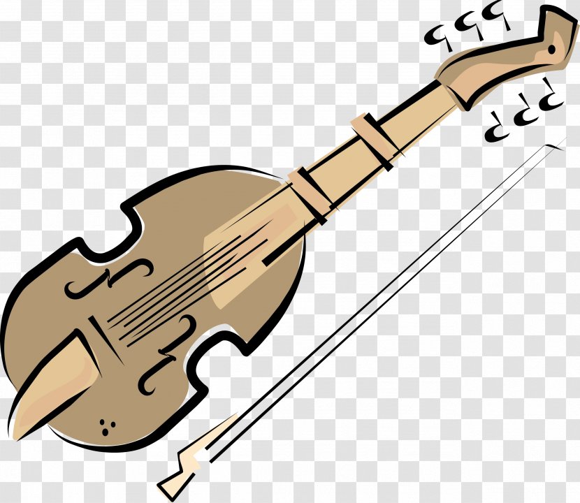 Bass Guitar Violin Musical Instrument - Silhouette - Cartoon Vector Transparent PNG