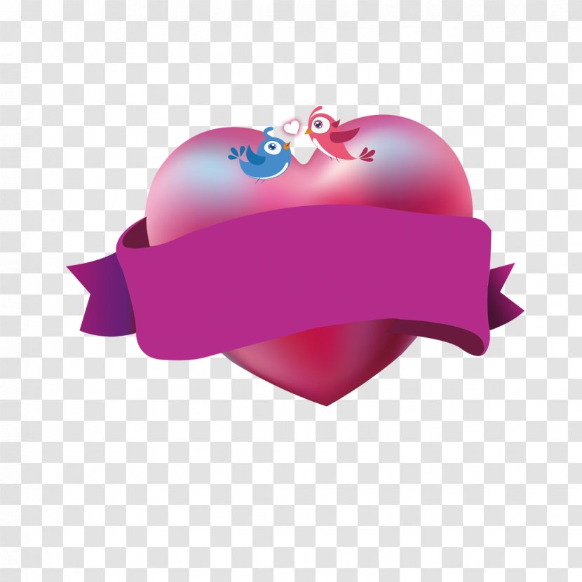 Heart Purple Download - Color - Red Ribbon Birds Transparent PNG