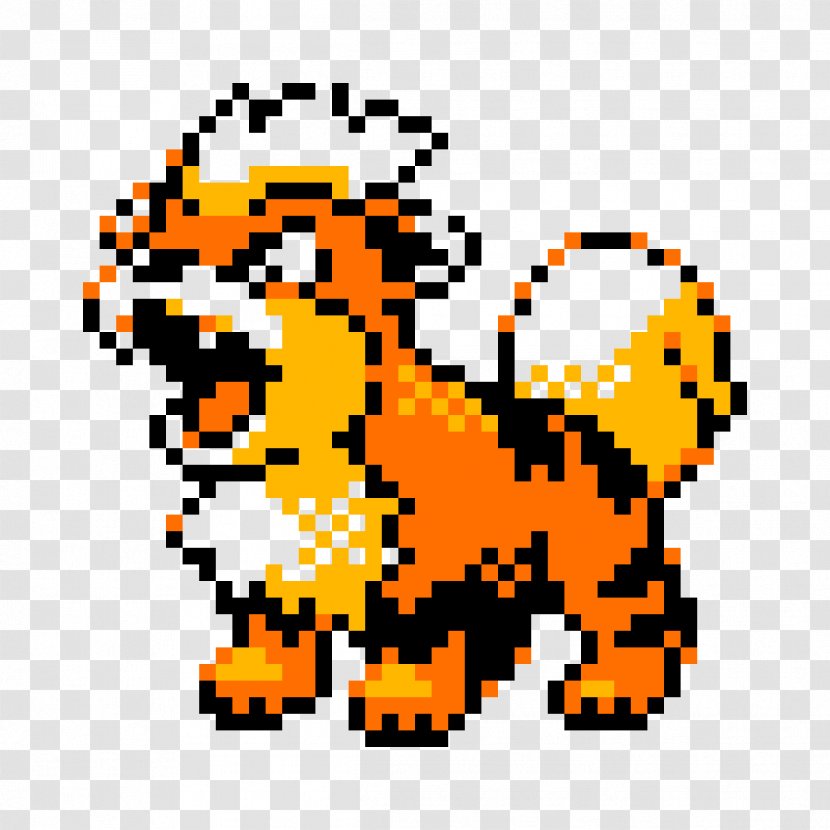 Pokémon Gold And Silver Crystal Growlithe Pixel Art - Arcanine - Pokemon Transparent PNG