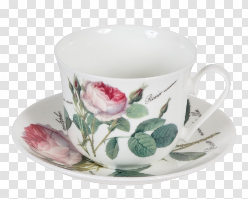 Coffee Cup Roses Saucer Mug - Tableware Transparent PNG
