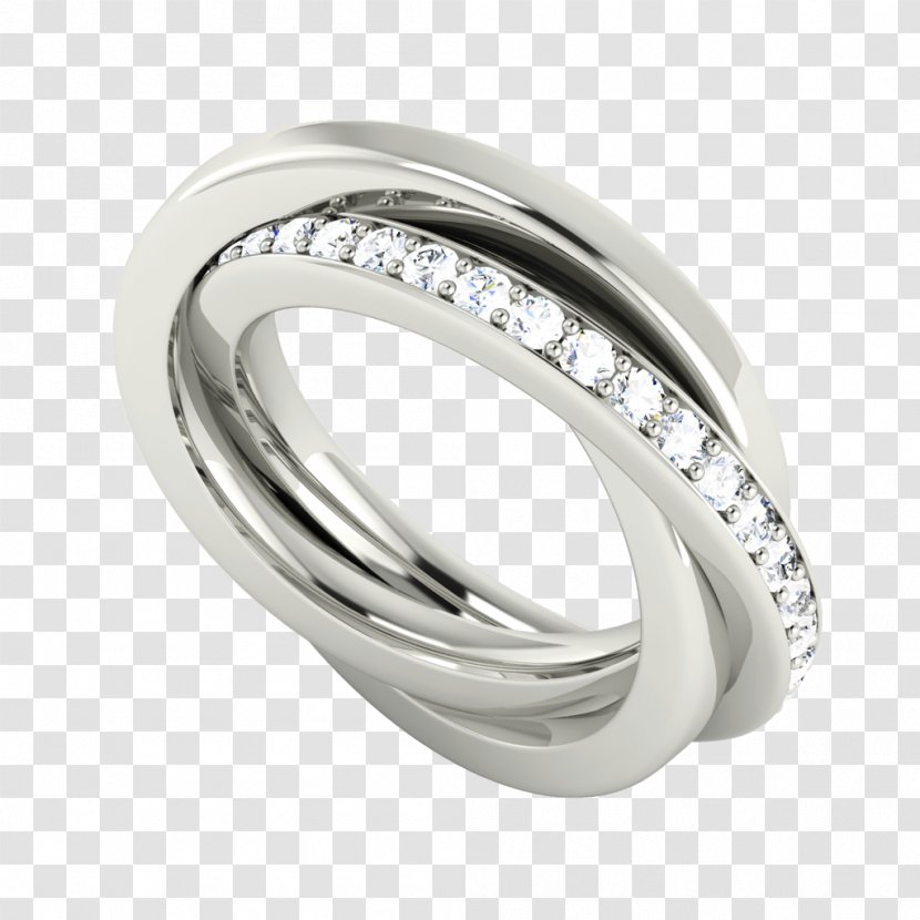 Russian Wedding Ring Engagement Gold - Prong Setting - Interlocking Rings Transparent PNG