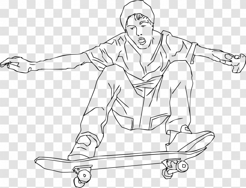 Skateboarding Ollie Drawing Clip Art - Coloring Book - Skateboard Transparent PNG