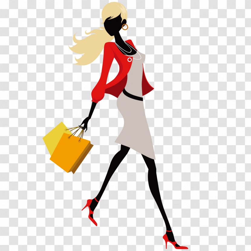 Fashion Woman Illustration - Silhouette - Shopping Transparent PNG