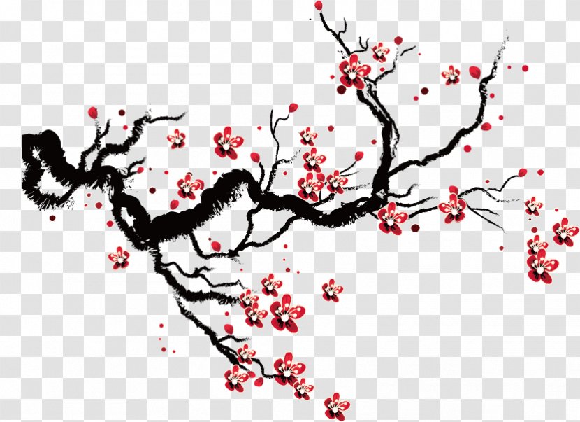 Cherry Blossom Drawing - Heart - Plum Flower Transparent PNG