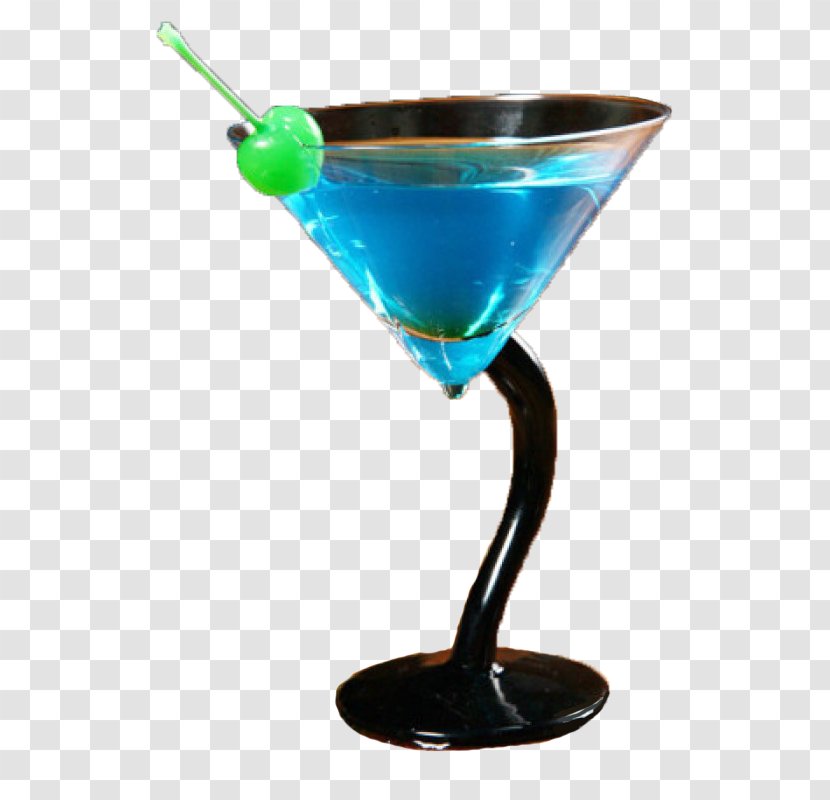 Blue Hawaii Lagoon Cocktail Garnish Martini - Tapered Glass Goblet Transparent PNG