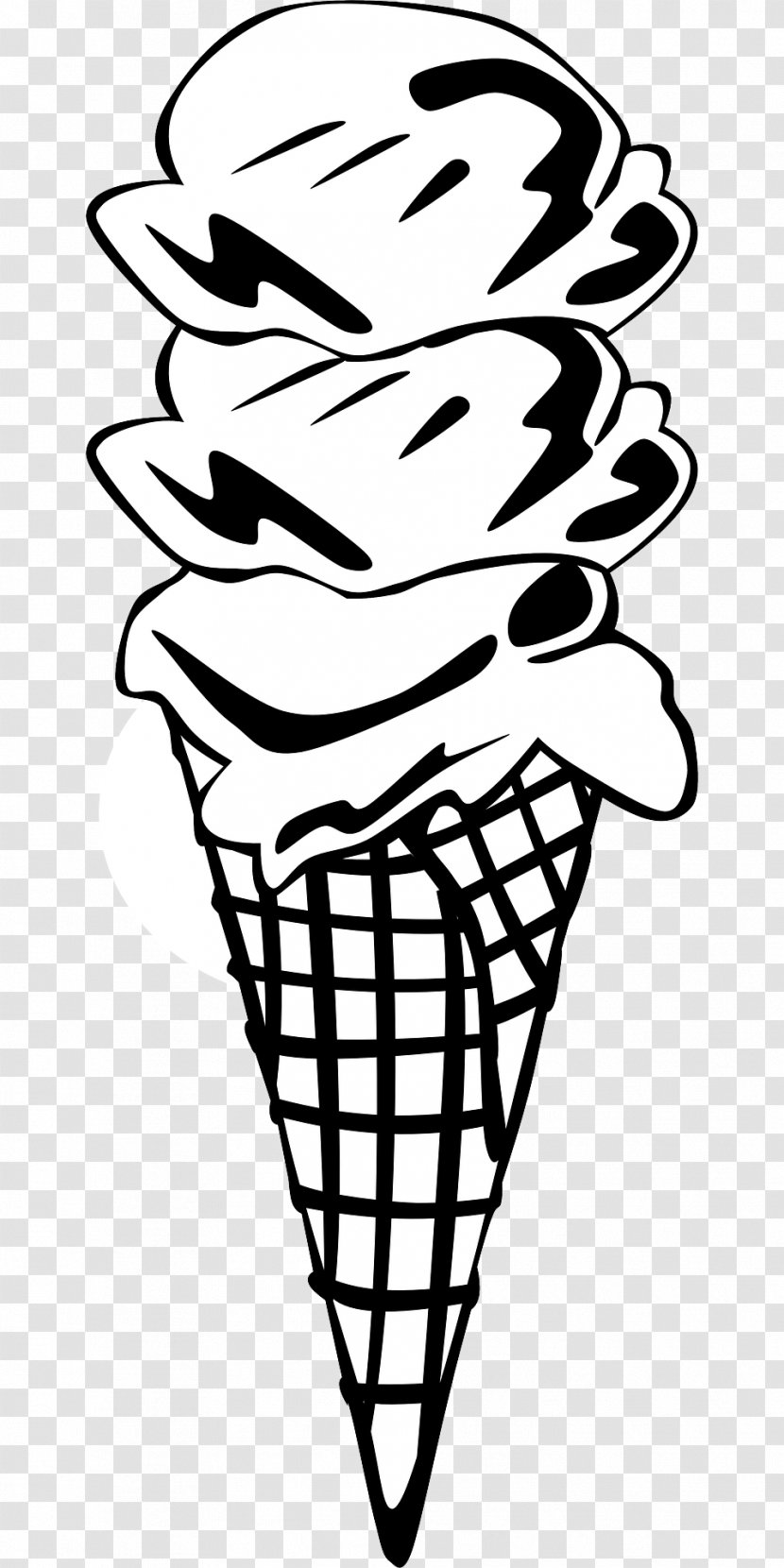 Ice Cream Cones Sundae Fast Food - Black And White Transparent PNG