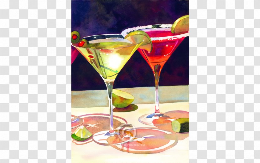 Watercolor Painting Cocktail Garnish Martini - Alcoholic Beverage - Cocktails Transparent PNG