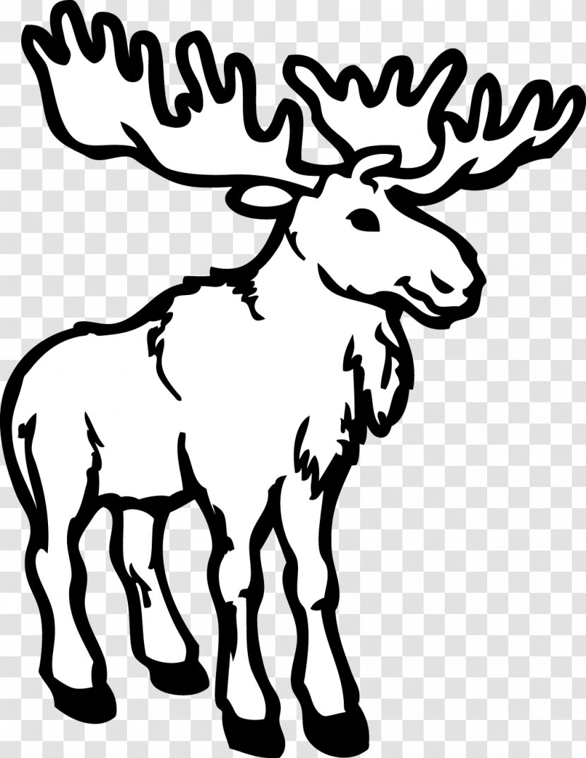 Deer Coloring Book Alaska Moose Adult Clip Art - Monochrome Transparent PNG