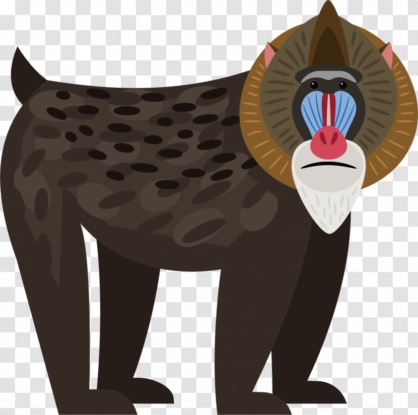 Mandrill Baboons Macaque Primate - Cat Like Mammal - Hand-painted Monkey Vector Transparent PNG