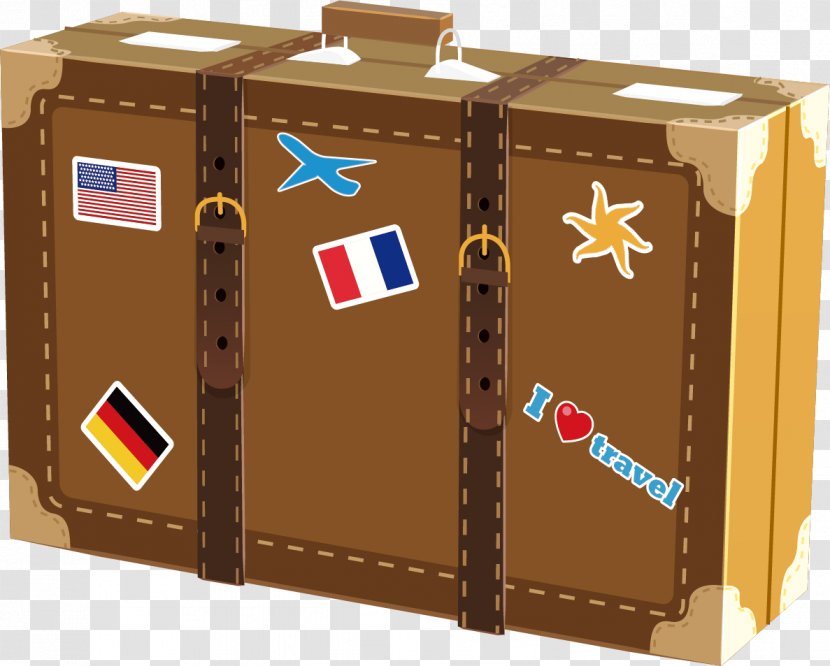 Suitcase Train Travel Baggage Cart - Stock Photography - Brown Cute Vector Database Transparent PNG