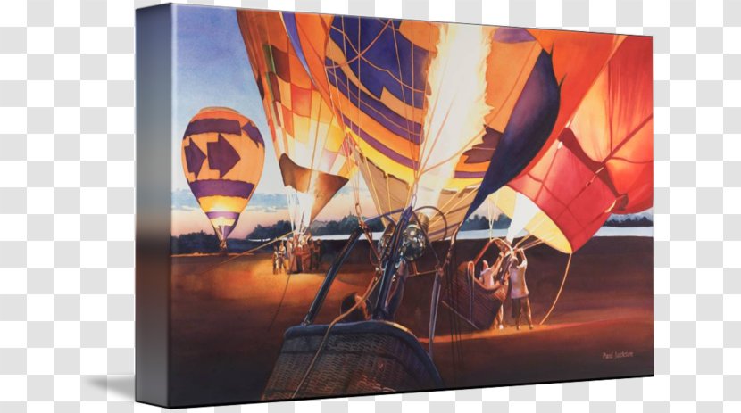 Hot Air Balloon Watercolor Painting Gallery Wrap Modern Art - Mural - Watercolour Transparent PNG