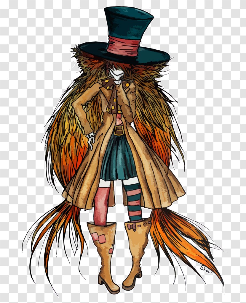 Mad Hatter Alice's Adventures In Wonderland Tweedledum Illustration Fan Art - Feather - Alice Cartoon Transparent PNG