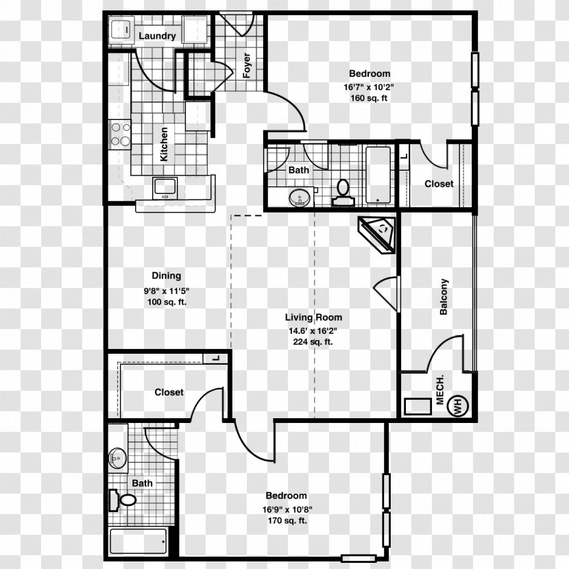 Apartment Equestrian Chesapeake Floor Plan Bedroom - Thoroughgood Drive Transparent PNG