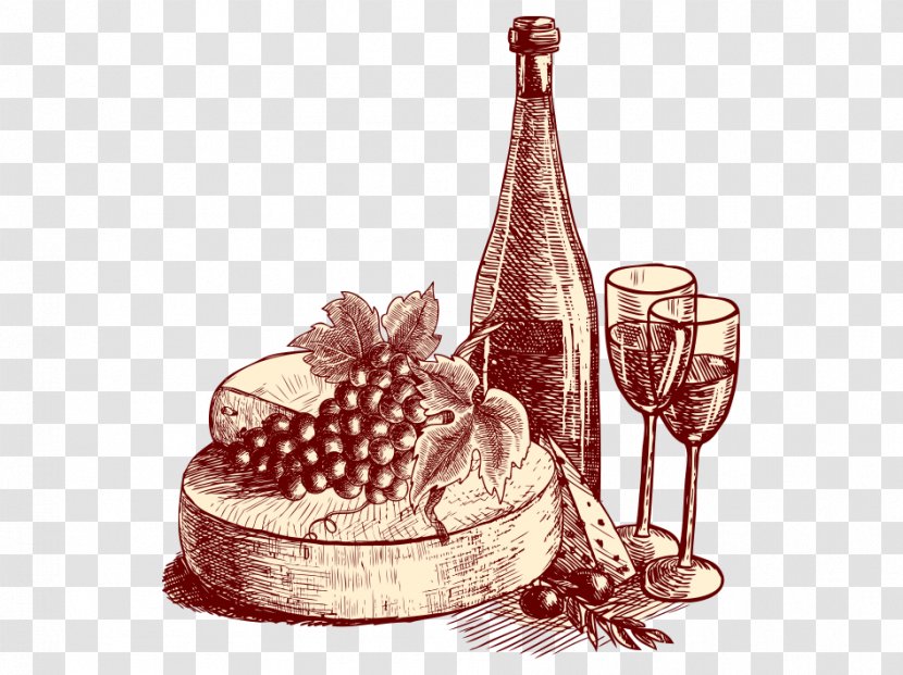 Wine Glass Champagne Tapas - Winery - Hand Drawn Transparent PNG