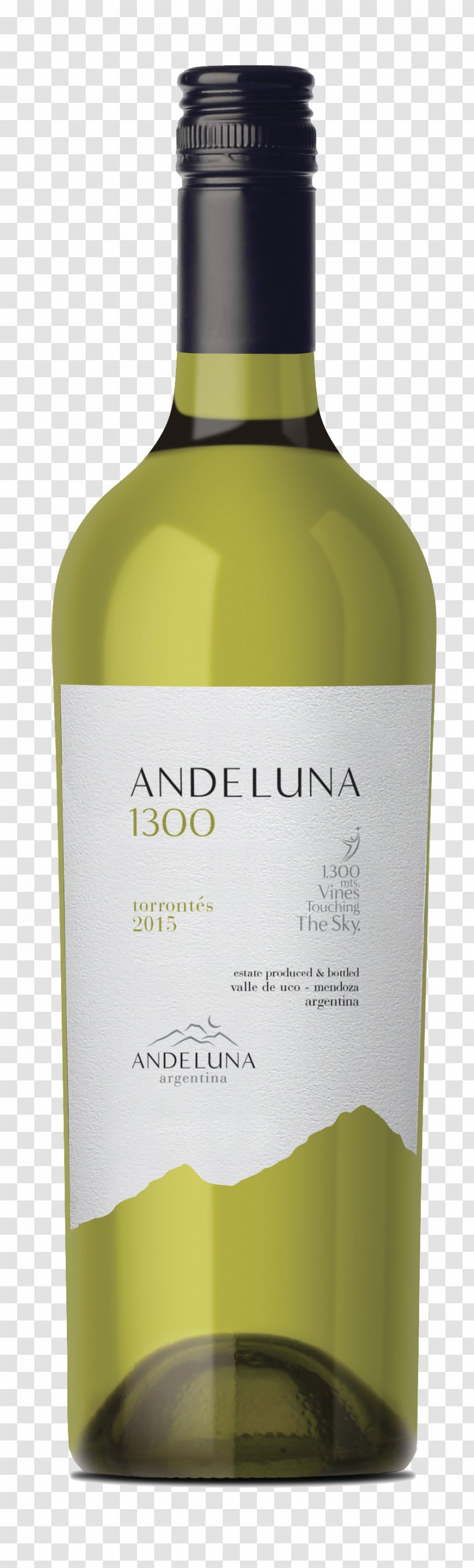 White Wine Bodega Andeluna Torrontés Malbec - Bottle - Shelf Talker Transparent PNG