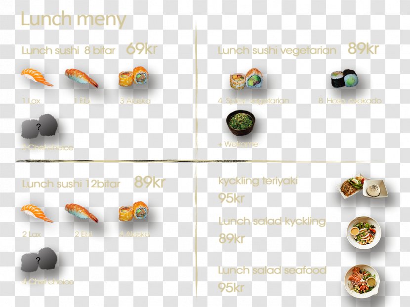 Sushi Menu Chef Jewellery Dinner - Cafeteria Transparent PNG