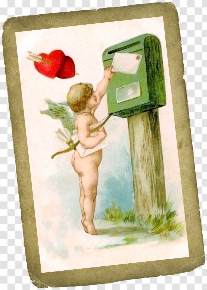 Valentines Day Vintage Greeting Card Cupid Clip Art - Letters Transparent PNG