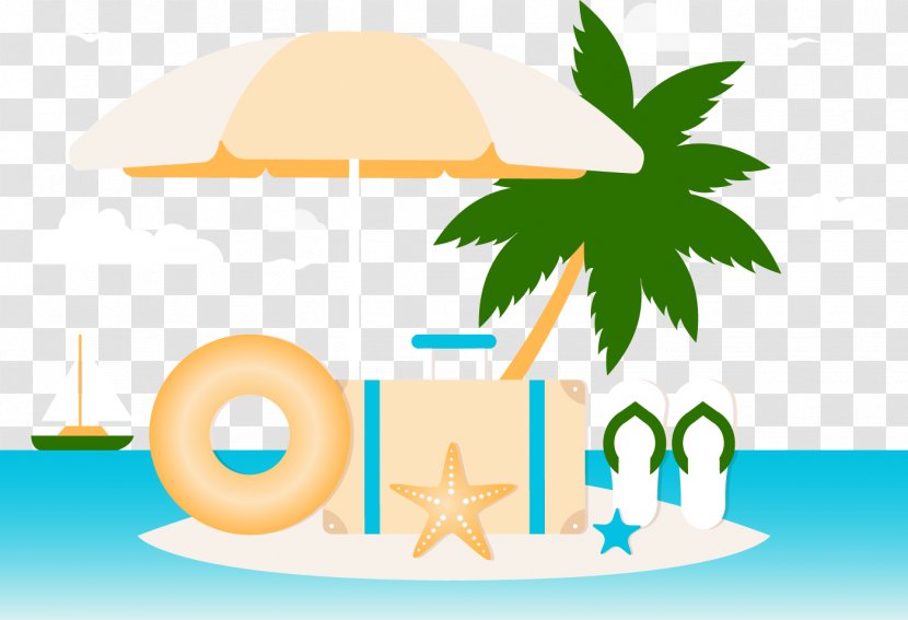 Sandy Beach Summer Vacation Illustration - Handbag On The Transparent PNG