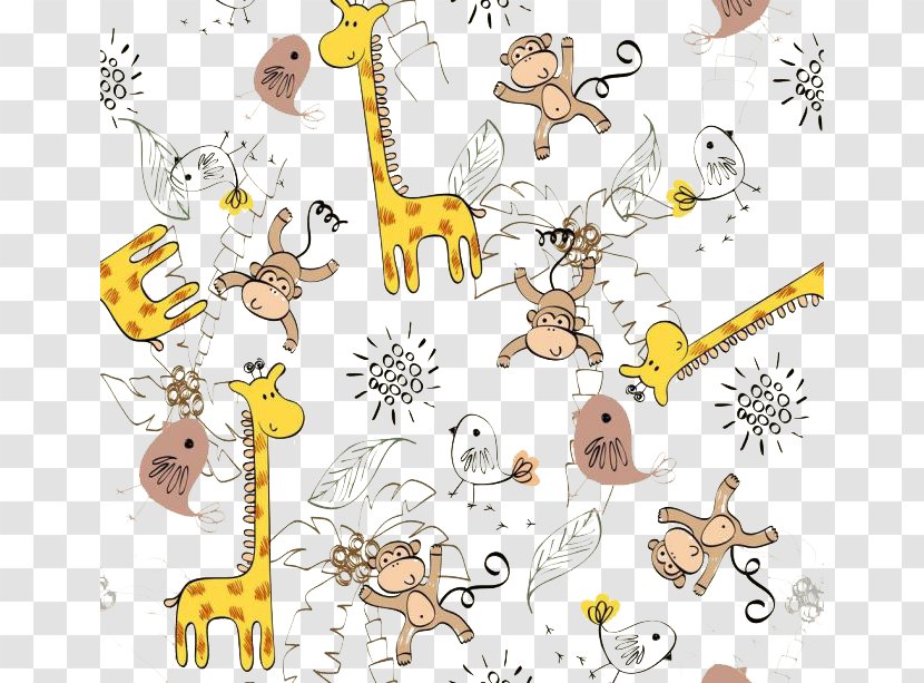 Giraffe Bird Drawing Cartoon - Organism - Background Transparent PNG