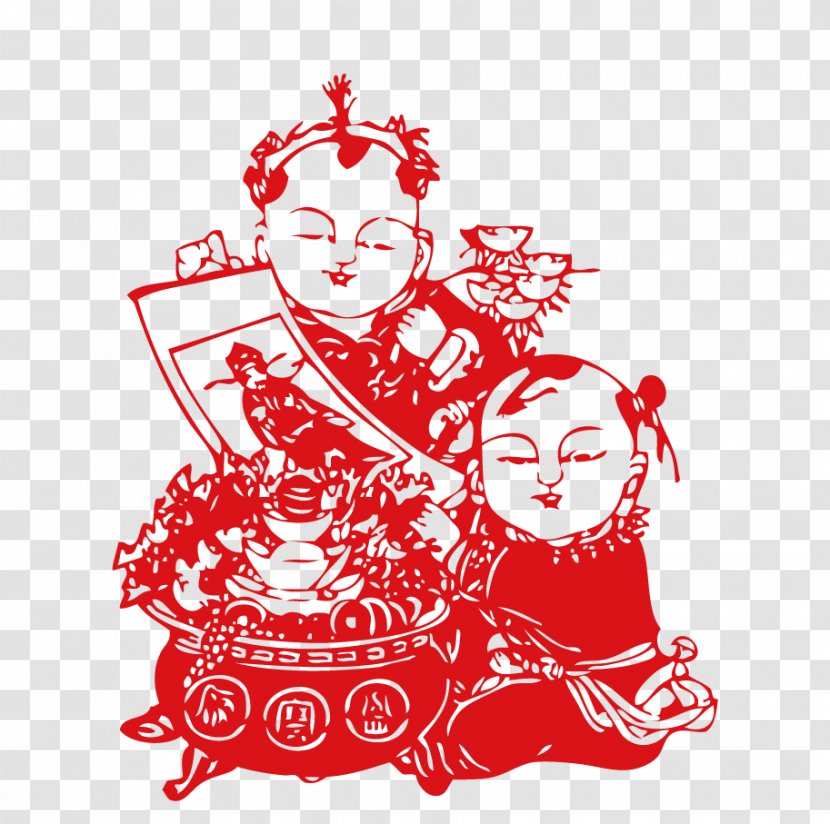 Papercutting Chinese Paper Cutting New Year - Cartoon - Paper-cut Kids Transparent PNG