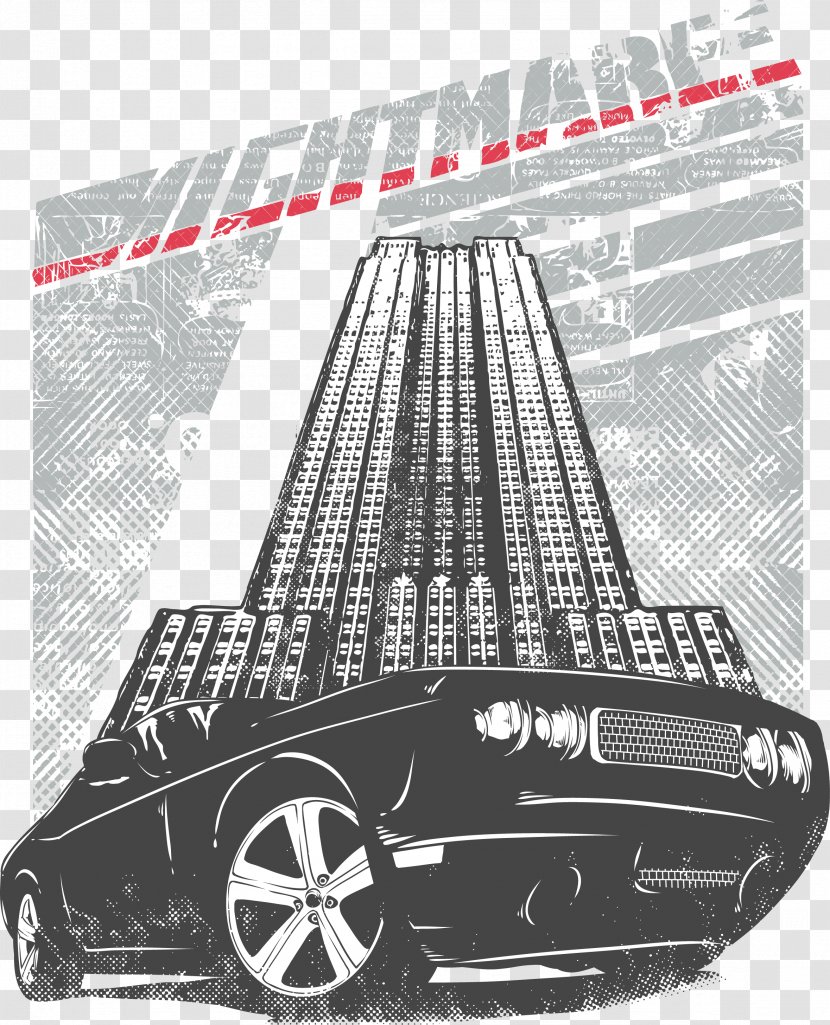 Creative Cars And Buildings T-shirt - Vehicle - Pattern Transparent PNG