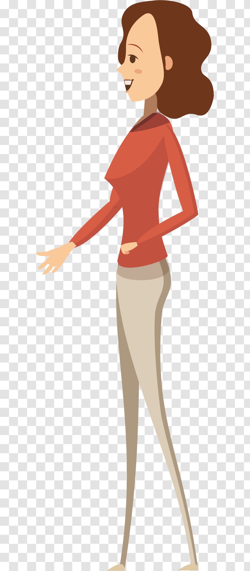 Woman Illustration - Flower - Red Dress Clerk Transparent PNG