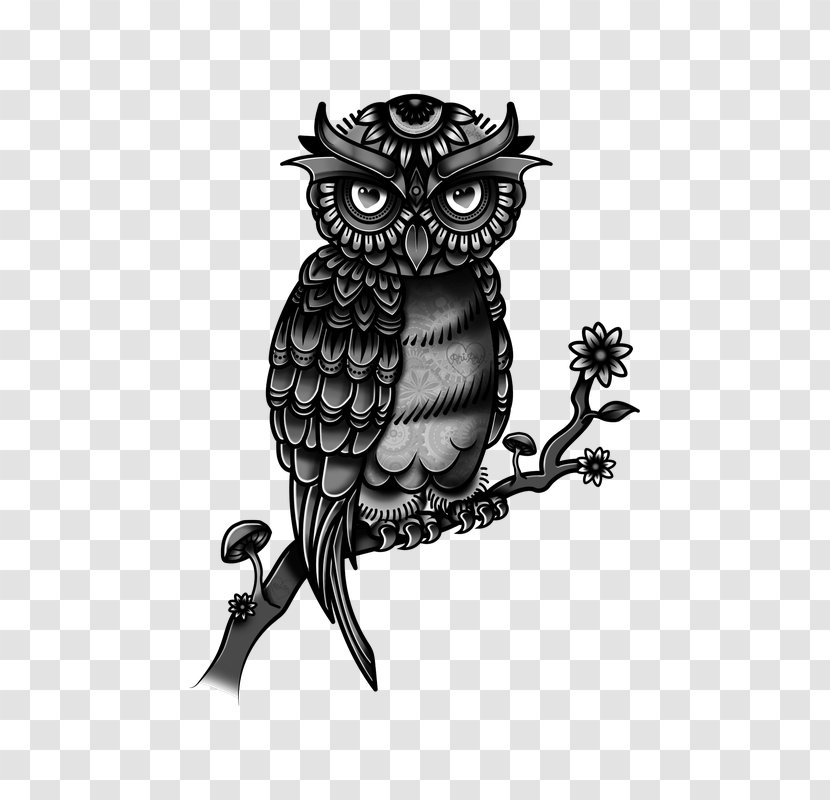 Owl Tattoo Flash Drawing Fashion - Bird - Of Prey Transparent PNG