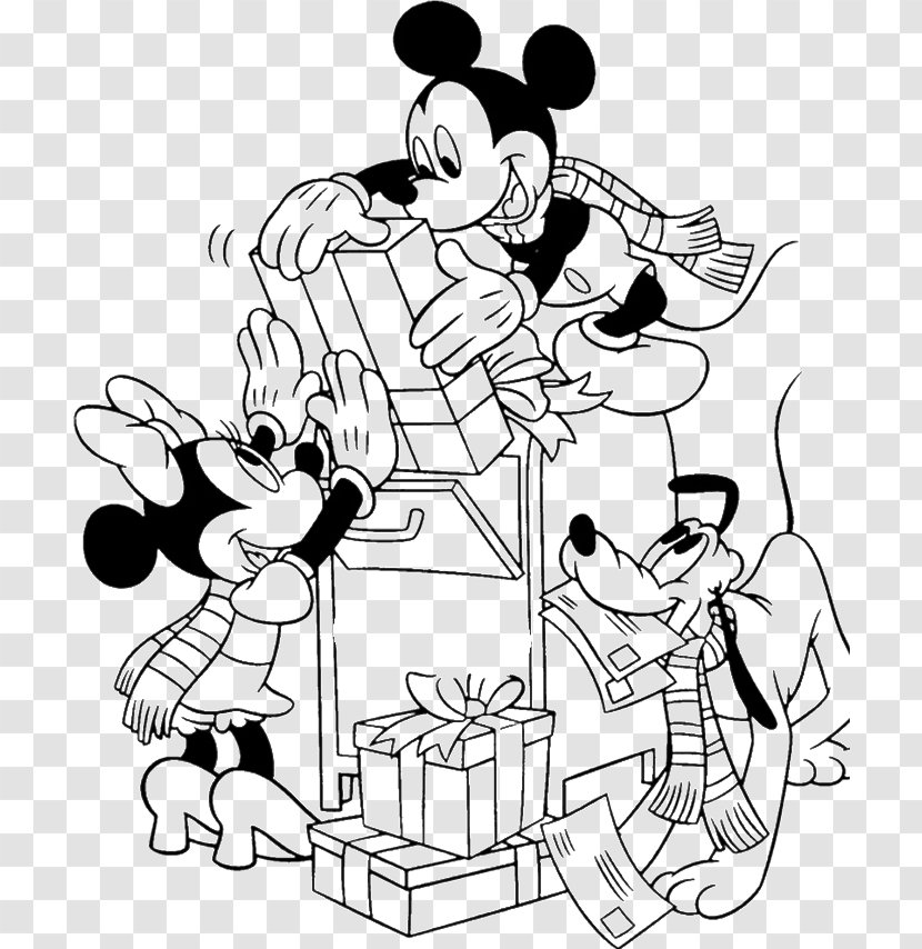 Mickey Mouse Minnie Santa Claus Coloring Book Christmas - Silhouette - Pictures Transparent PNG