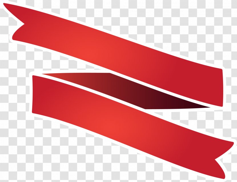 Red Ribbon - Rectangle - Hand Painted Scroll Transparent PNG