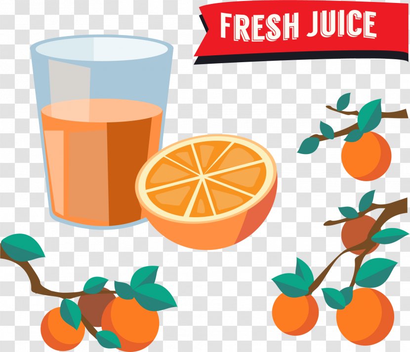 Orange Juice Mandarin Drawing - Cartoon Glass Of Transparent PNG
