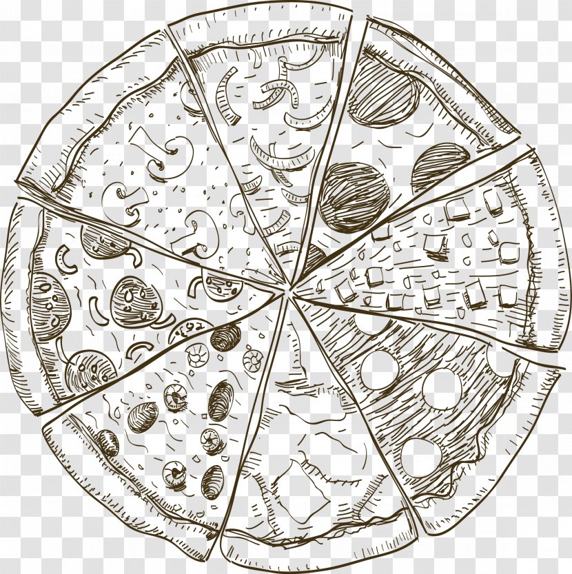 Sushi Pizza Drawing Food - Black And White - Line Transparent PNG